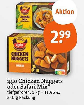 iglo Chicken Nuggets oder Safari Mix, 250 g Packung