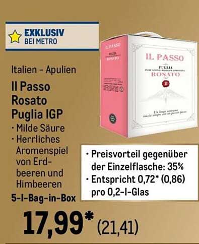 IL PASSO Rosato Puglia IGP 5-l-Bag-in-Box