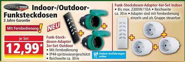 Indoor-/Outdoor-Funksteckdosen 3 Jahre Garantie