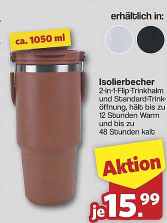 Isolierbecher 2-in-1-Flip-Trinkhalm und Standard-Trinköffnung