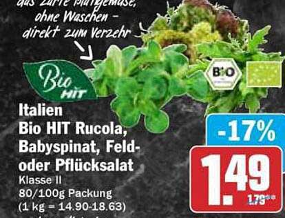 Italien Bio HIT Rucola, Babyspinat, Feld- oder Pflücksalat