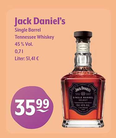 Jack Daniel’s Single Barrel Tennessee Whiskey 45 % Vol.