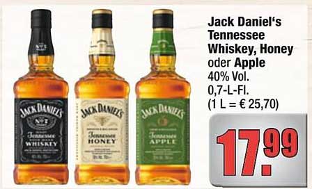 Jack Daniel's Tennessee Whiskey, Honey oder Apple – 0,7 L
