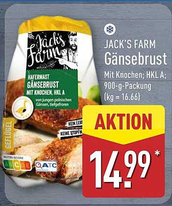 JACK'S FARM Gänsebrust mit Knochen, 900-g-Packung