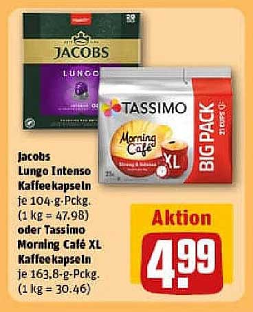 Jacobs Lungo Intenso Kaffeekapseln oder Tassimo Morning Café XL Kaffeekapseln