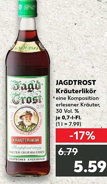 JAGDTROST Kräuterlikör - eine Komposition erlesener Kräuter, 30 Vol. %