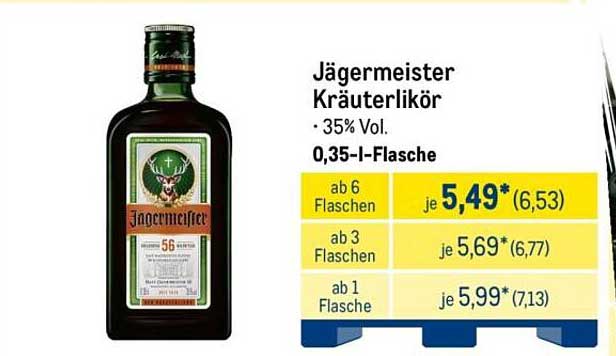 Jägermeister Kräuterlikör 0,35-l-Flasche - 35% Vol.