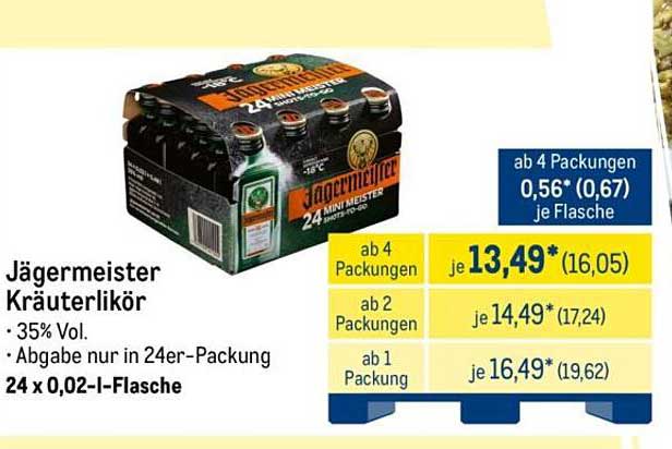 Jägermeister Kräuterlikör 24 x 0,02 l-Flasche