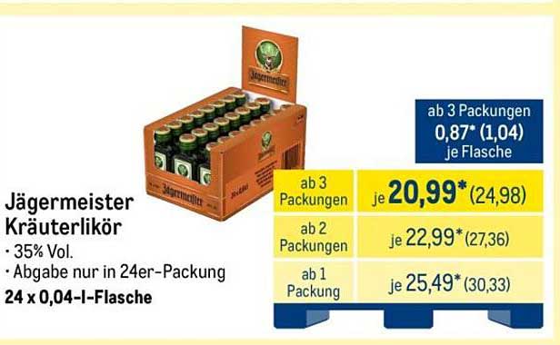 Jägermeister Kräuterlikör 24 x 0,04 l-Flasche