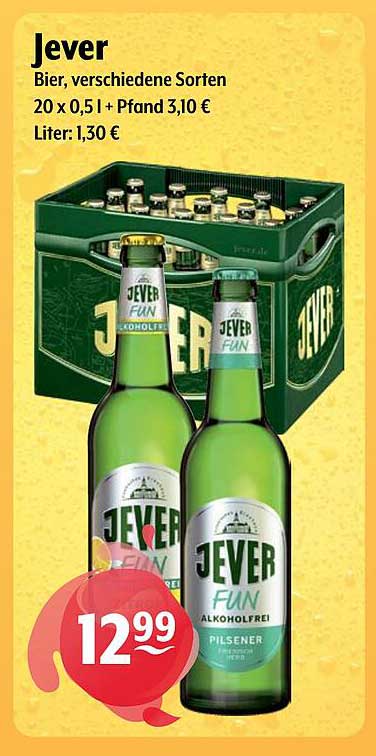 Jever Bier, verschiedene Sorten - 20 x 0,5 l + Pfand 3,10 €