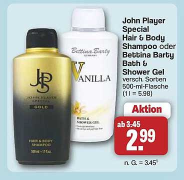 John Player Special Hair & Body Shampoo oder Bettina Barty Bath & Shower Gel