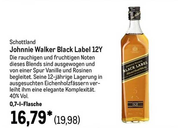 Johnnie Walker Black Label 12Y, 0,7 l-Flasche