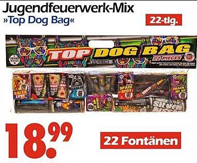 Jugendfeuerwerk-Mix »Top Dog Bag« 22-tlg.