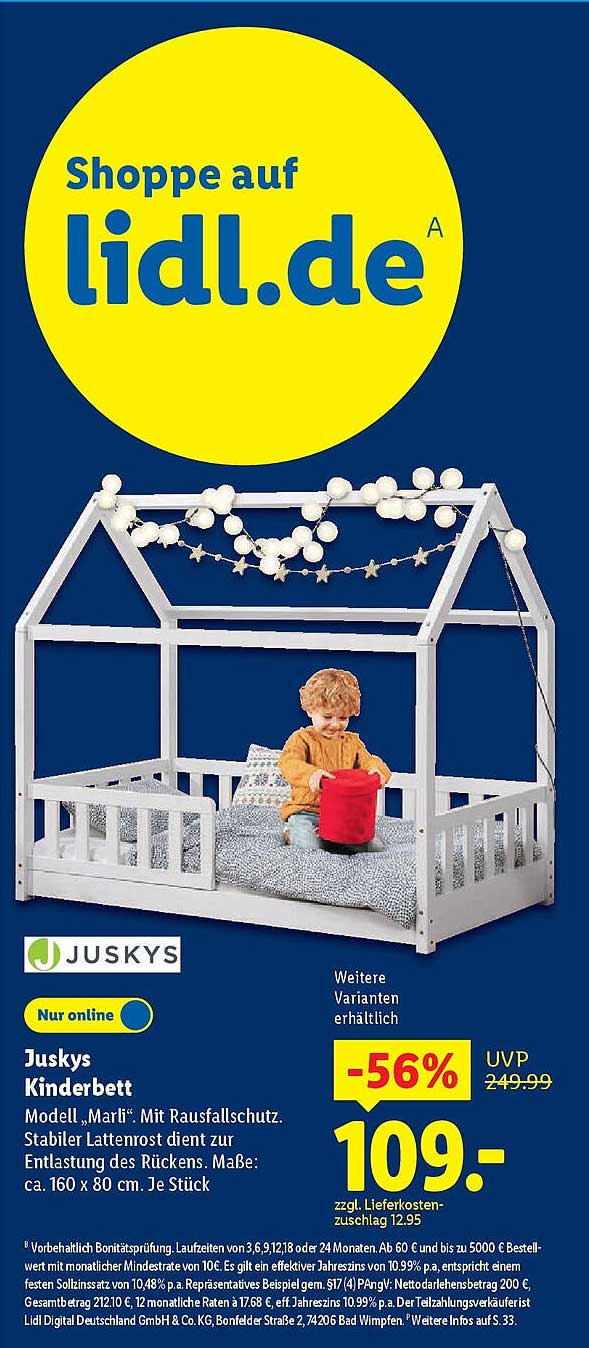 Juskys Kinderbett Modell „Marlí“ mit Rausfallschutz