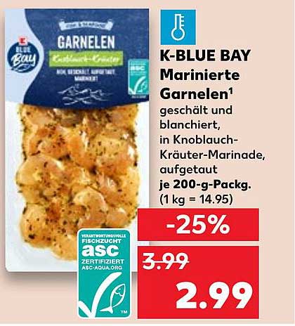 K-BLUE BAY Marinierte Garnelen – 200 g Packung