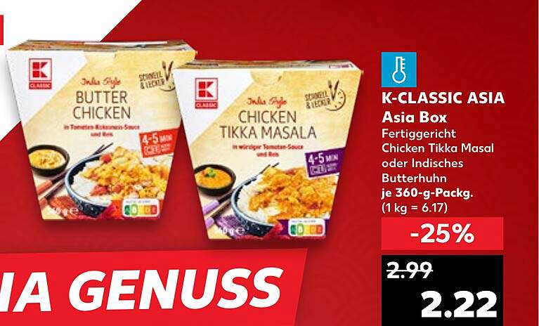 K-CLASSIC ASIA Asia Box Chicken Tikka Masala oder Indisches Butterhuhn