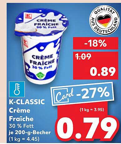 K-CLASSIC Crème Fraîche 30 % Fett 200-g-Becher