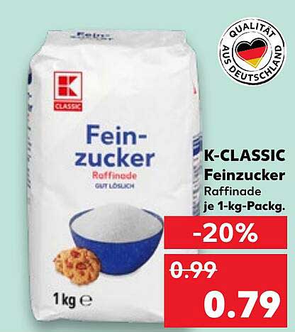 K-CLASSIC Feinzucker Raffinade je 1-kg-Pack.