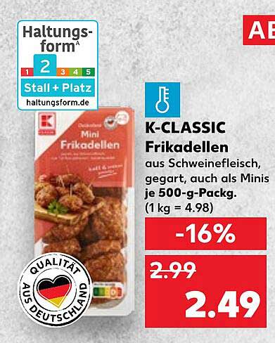 K-CLASSIC Mini Frikadellen aus Schweinefleisch, 500-g-Packung für nur 2,49 €