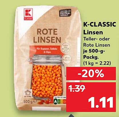 K-CLASSIC Rote Linsen - 20% reduziert