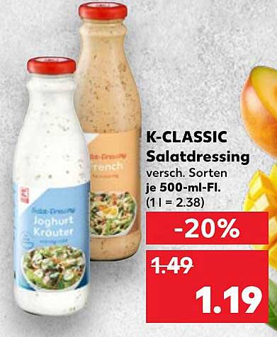 K-CLASSIC Salatdressing verschiedene Sorten je 500-ml-Fl.