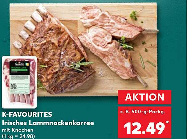 K-Favourites Irisches Lammsnackenkarrree mit Knochen 500-g- Packung