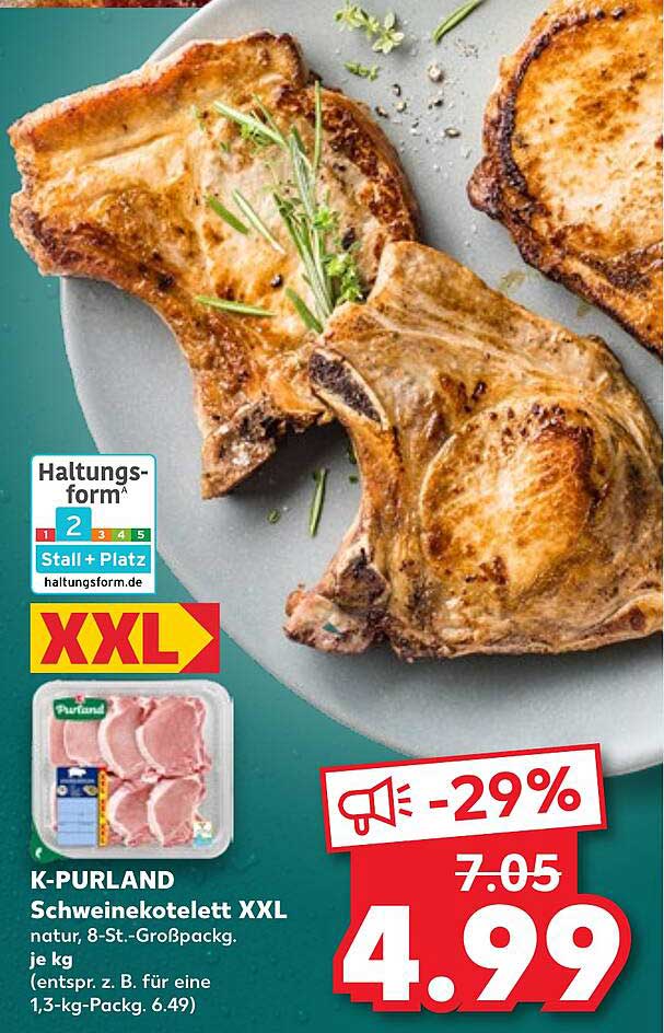 K-PURLAND Schweinekotelett XXL, 8-St.-Großpackung, je kg