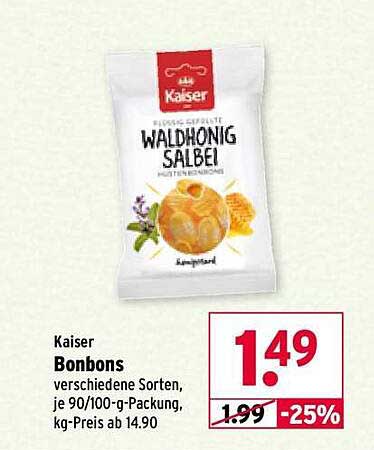 Kaiser Bonbons - Waldhonig Salbei, 90/100-g-Packung