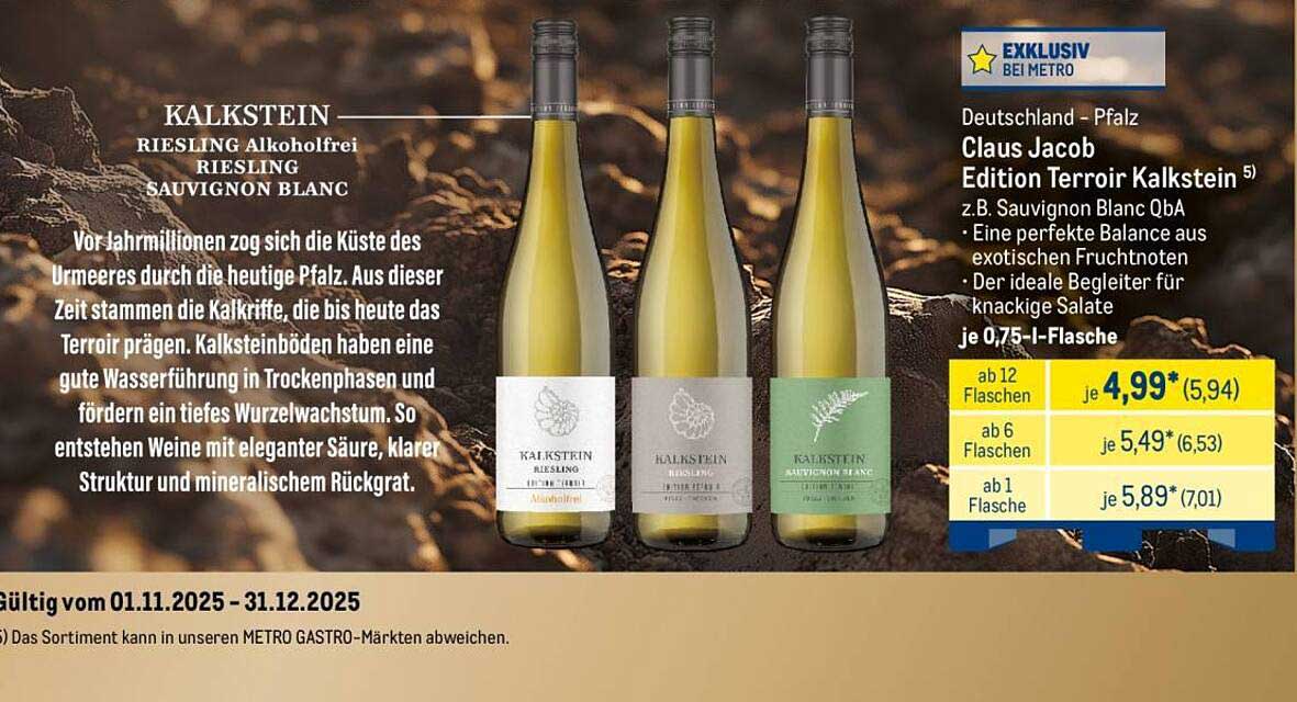 Kalkstein Riesling alkoholfrei, Riesling, Sauvignon Blanc