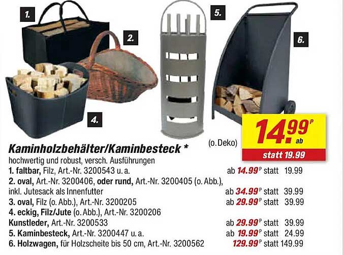 Kaminholzbehälter/Kaminbesteck