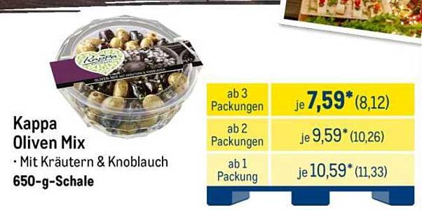 Kappa Oliven Mix mit Kräutern & Knoblauch – 650-g-Schale