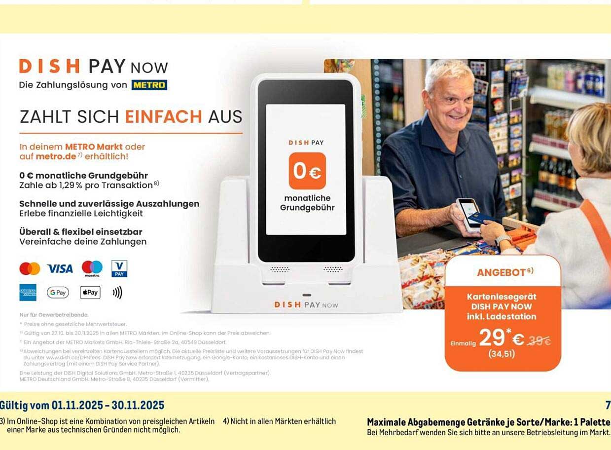 Kartenterminal DISH PAY NOW inkl. Ladestation