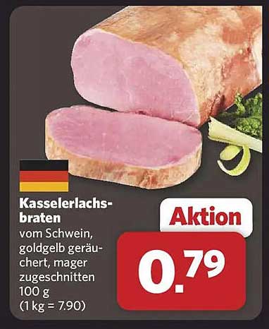 Kasselerlachsbraten vom Schwein, goldgelb geräuchert