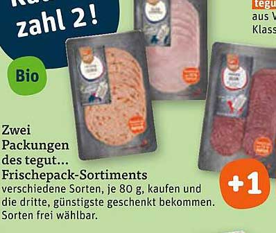Kaufe 2, zahle 2! tegut... Frischepack-Sortiments in Bio-Qualität