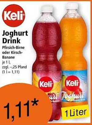 Keli Joghurt Drink - Pfirsich-Birne oder Kirsch-Banane