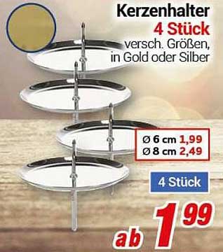 Kerzenhalter 4 Stück - verschiedene Größen in Gold oder Silber
