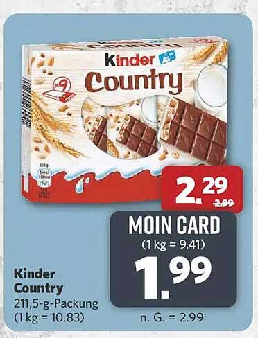 Kinder Country 211,5-g-Packung