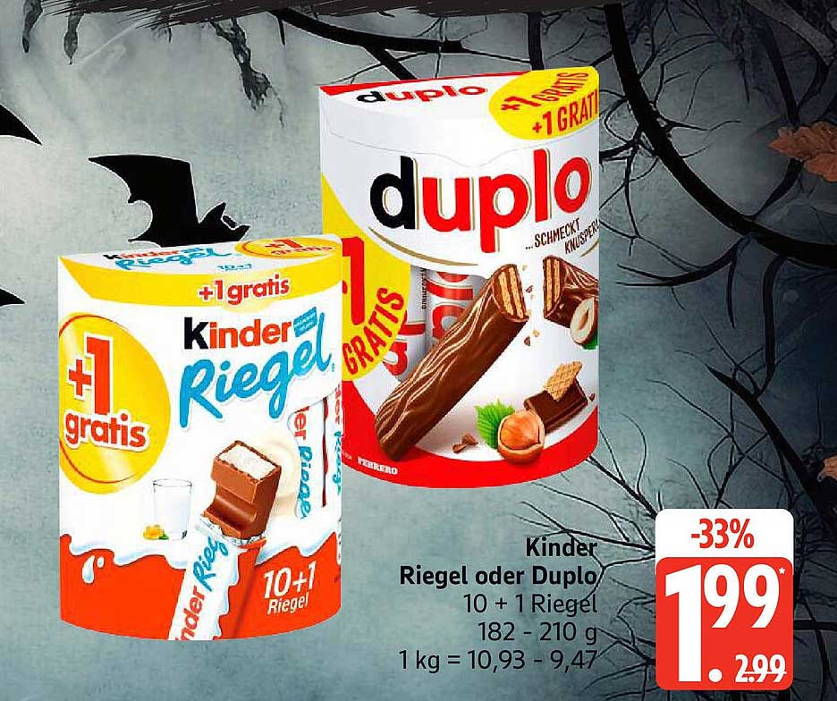 Kinder Riegel oder Duplo – 10 + 1 Riegel für nur 1,99€