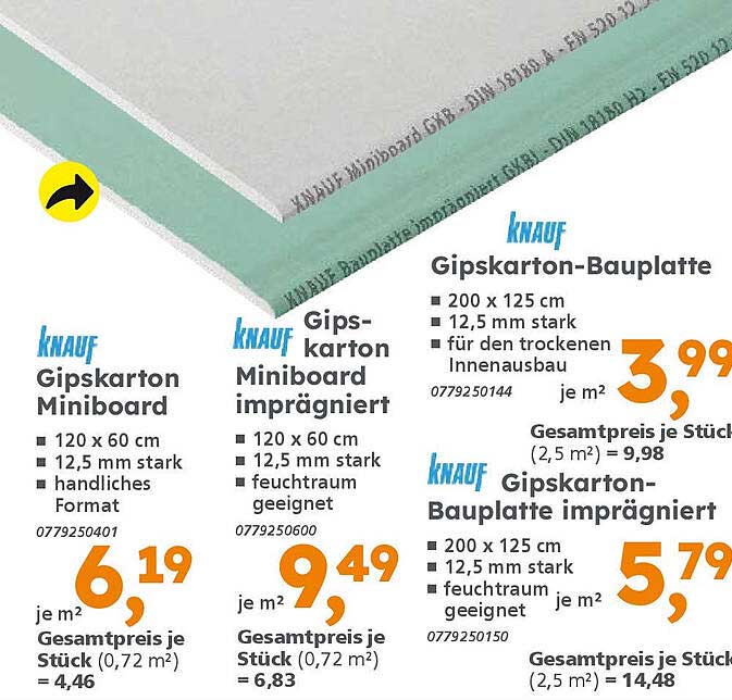 Knauf Gipskarton-Bauplatte 200 x 125 cm – Ideal für Trockenbauprojekte