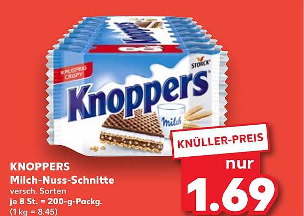 KNOPPERS Milch-Nuss-Schnitte, versch. Sorten