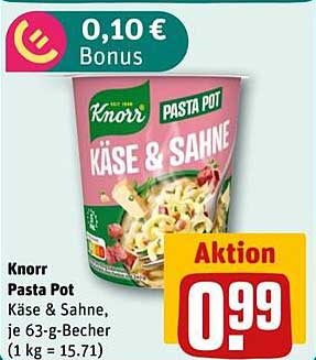Knorr Pasta Pot Käse & Sahne, je 63-g-Becher