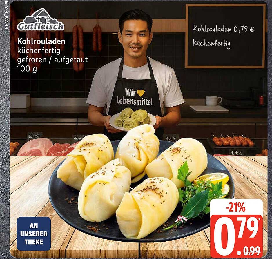 Kohlrouladen küchenfertig gefroren / aufgetaut 100 g