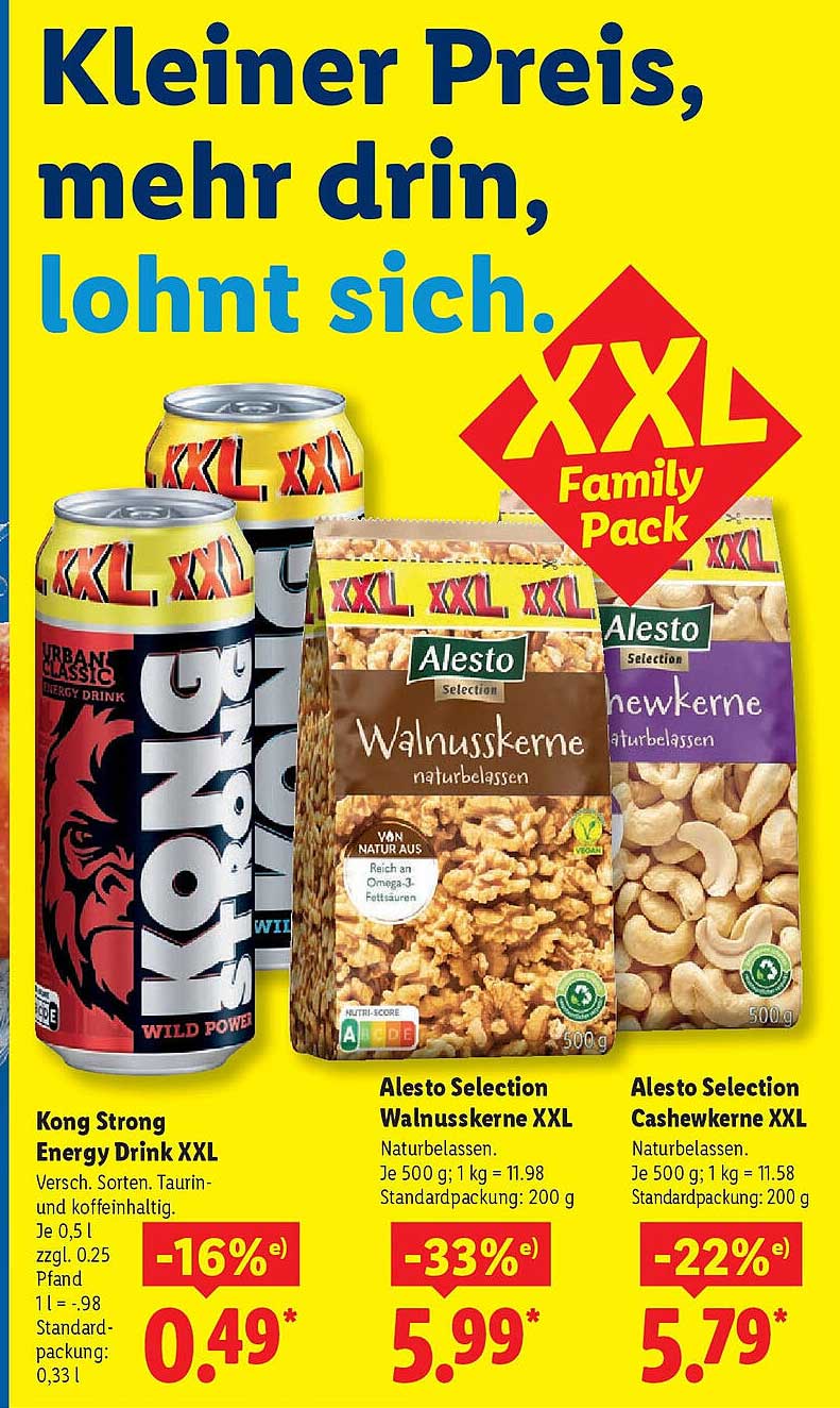 Kong Strong Energy Drink XXL und Alesto Nüsse