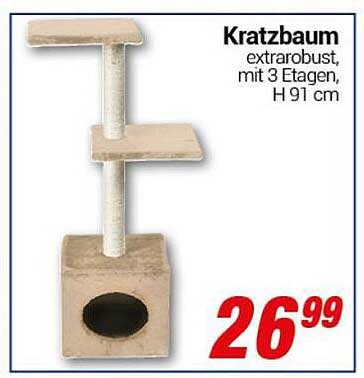 Kratzbaum extrarobust, mit 3 Etagen, H 91 cm