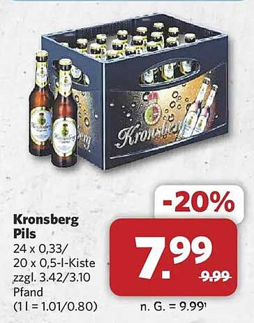 Kronsberg Pils - 20% Rabatt auf den Kasten Bier