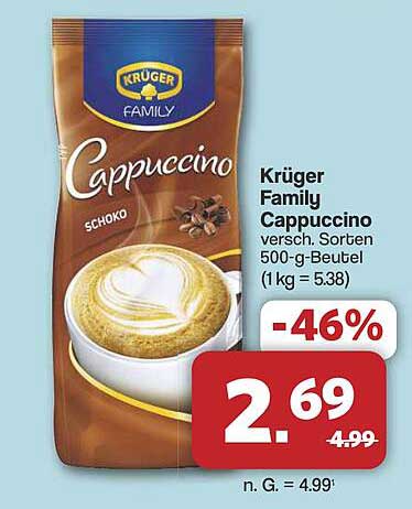 Krüger Family Cappuccino, verschiedene Sorten 500-g-Beutel