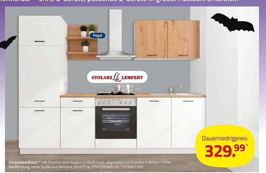 Küchenblock in Weiß mit Artisan Eiche