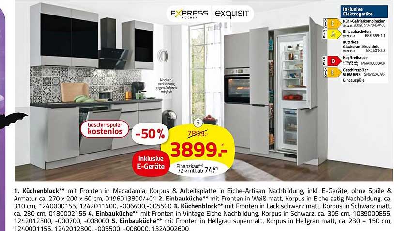 Küchenblock mit Fronten in Macadamia und E-Geräte inklusive