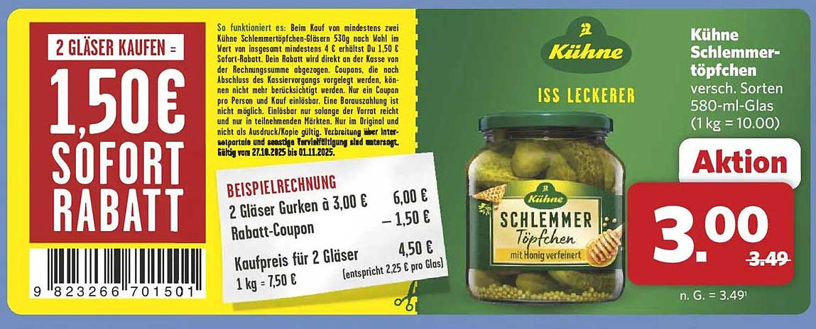 Kühne Schlemmer-Töpfchen 580g jetzt für nur 3,00€