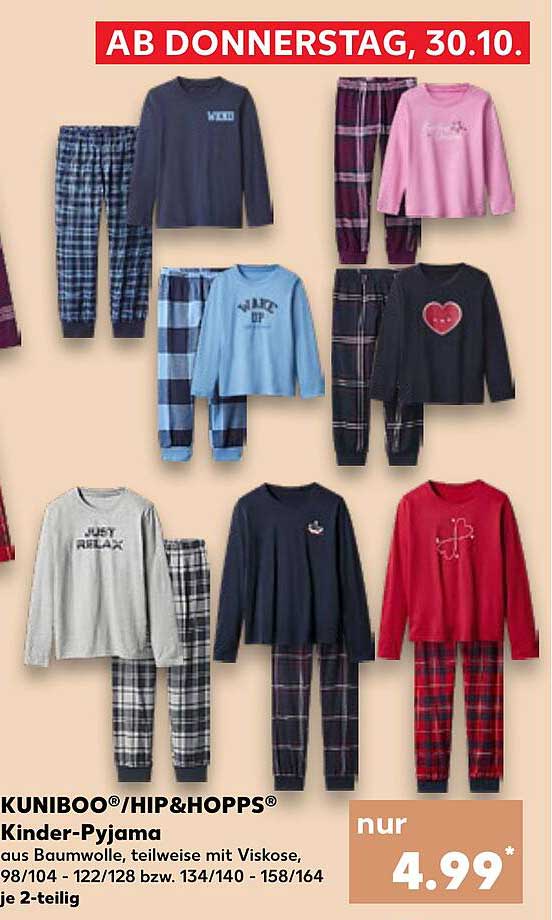 KUNIBOO®/HIP&HOPPS® Kinder-Pyjama 2-teilig